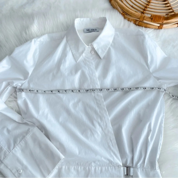 The Attico Delia Cotton Poplin Wrap Front Blouse Top White Faux Button Up - Picture 15 of 16